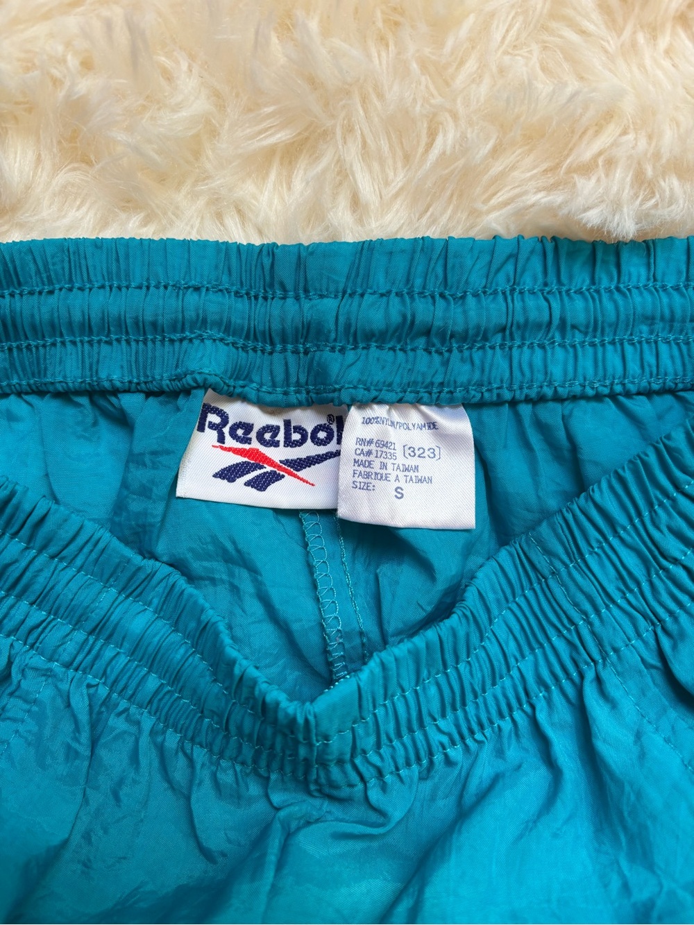 Reebok Vintage 90s Teal Nylon Track Pants Windbreaker Joggers Size S - Picture 4 of 6